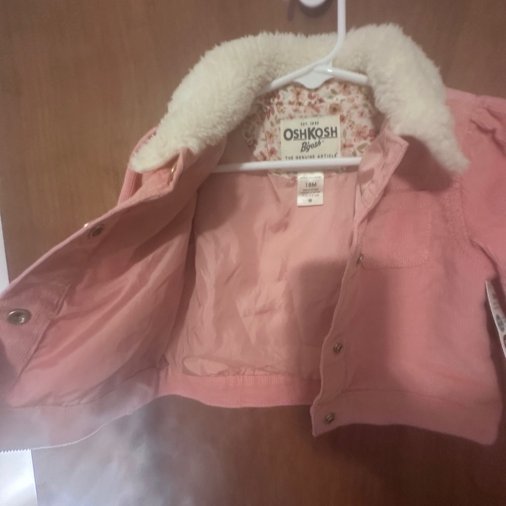 OshKosh B’gosh Pink Corduroy Sherpa Collar Jacket – 18 Months –​NWT - Picture 4 of 5